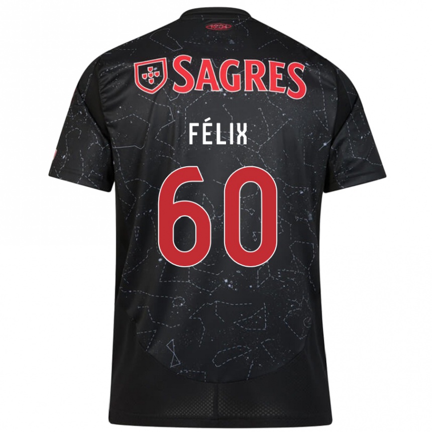 Kids Football Nuno Félix #60 Black Red Away Jersey 2024/25 T-Shirt Australia