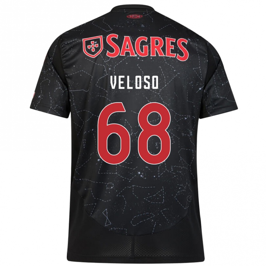 Kids Football João Veloso #68 Black Red Away Jersey 2024/25 T-Shirt Australia