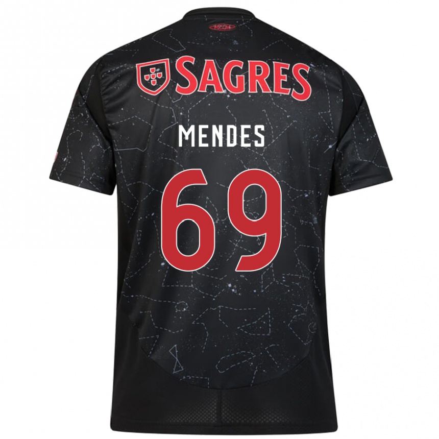 Kids Football Vladimir Mendes #69 Black Red Away Jersey 2024/25 T-Shirt Australia