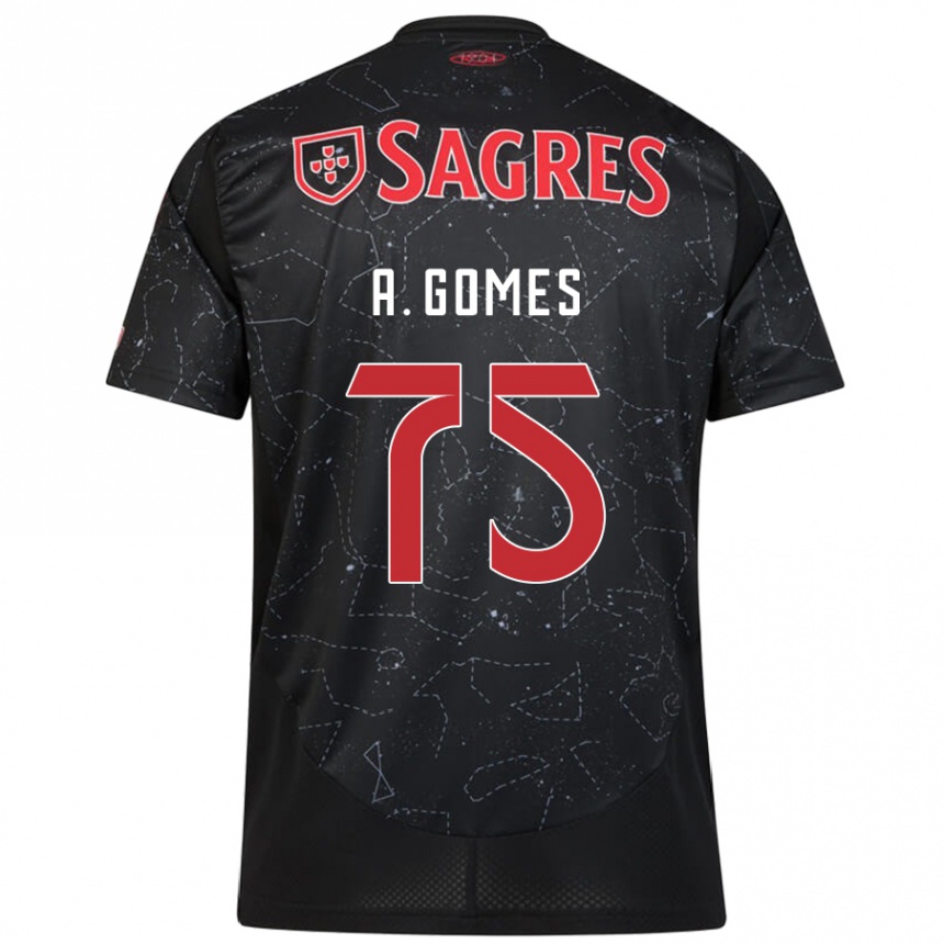 Kids Football André Gomes #75 Black Red Away Jersey 2024/25 T-Shirt Australia