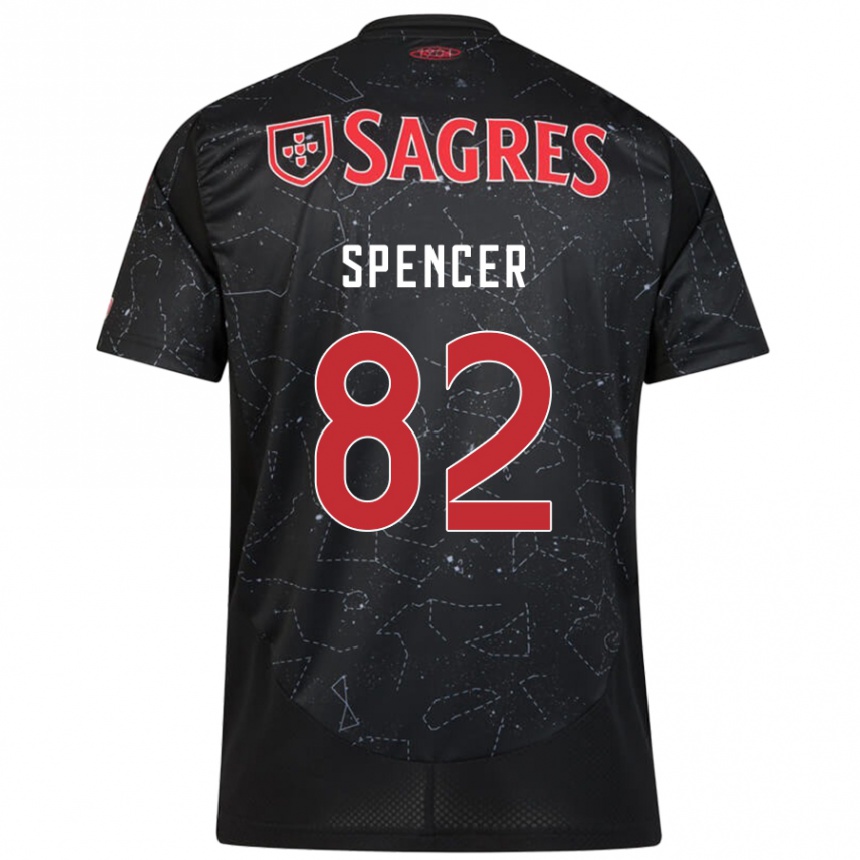 Kids Football Diogo Spencer #82 Black Red Away Jersey 2024/25 T-Shirt Australia