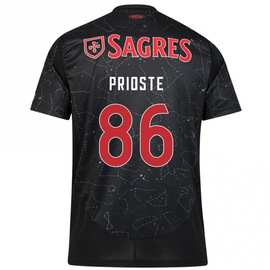 Kids Football Diogo Prioste #86 Black Red Away Jersey 2024/25 T-Shirt Australia