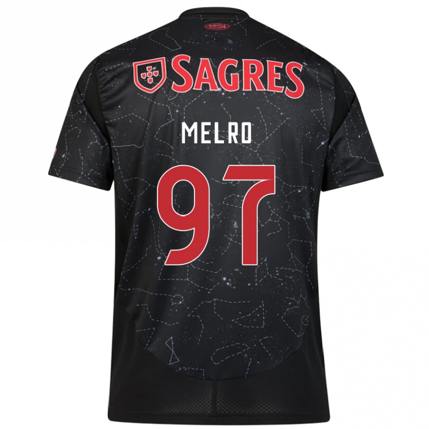 Kids Football José Melro #97 Black Red Away Jersey 2024/25 T-Shirt Australia