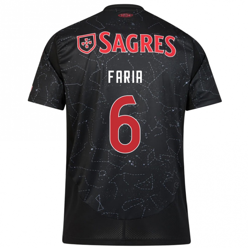 Kids Football Andreia Faria #6 Black Red Away Jersey 2024/25 T-Shirt Australia