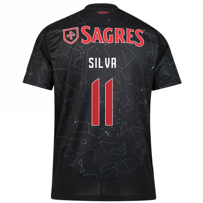 Kids Football Jéssica Silva #11 Black Red Away Jersey 2024/25 T-Shirt Australia