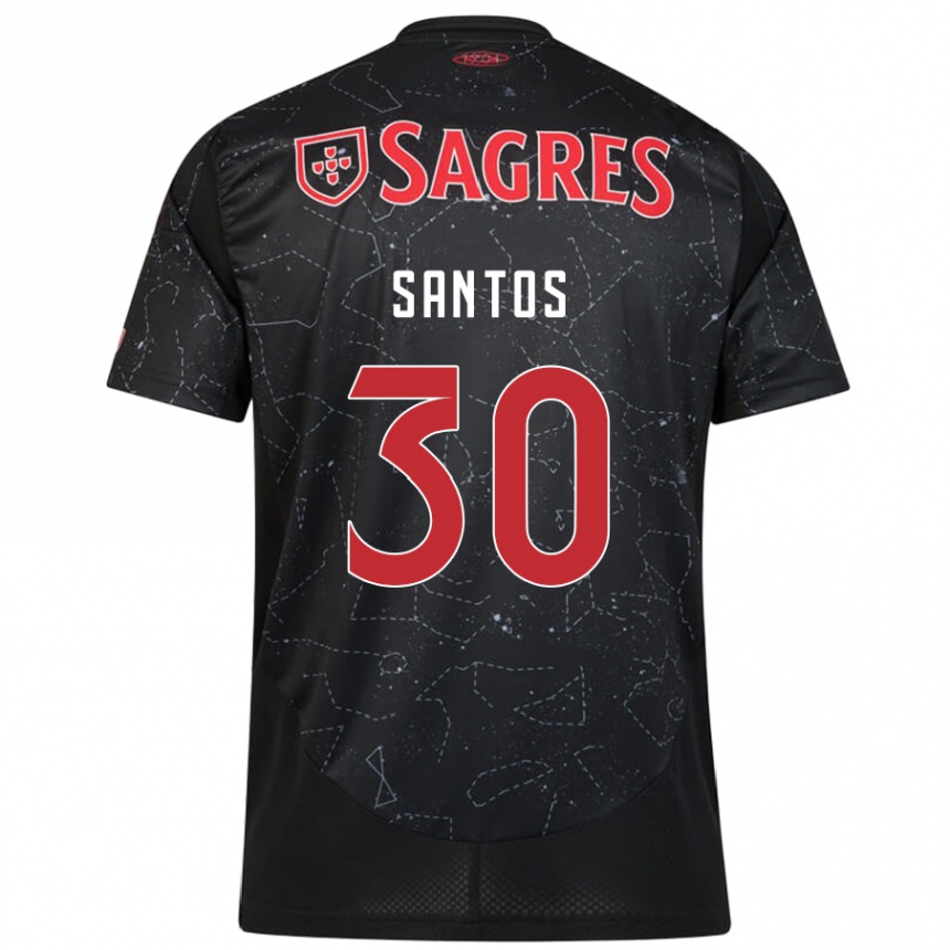 Kids Football Daniela Santos #30 Black Red Away Jersey 2024/25 T-Shirt Australia