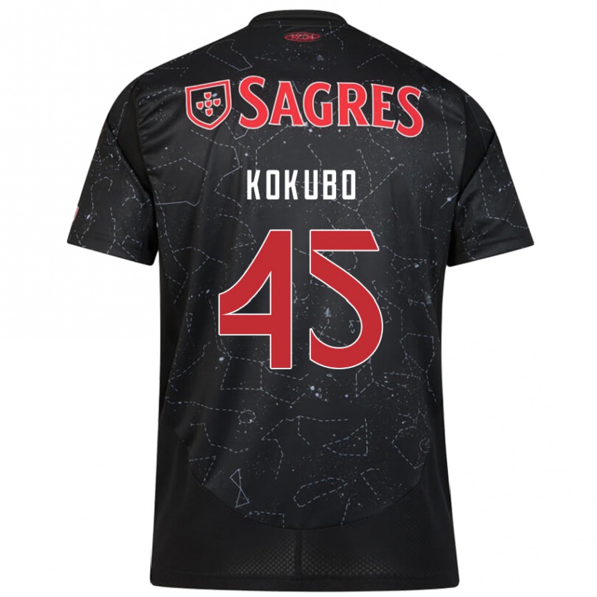 Kids Football Leo Kokubo #45 Black Red Away Jersey 2024/25 T-Shirt Australia