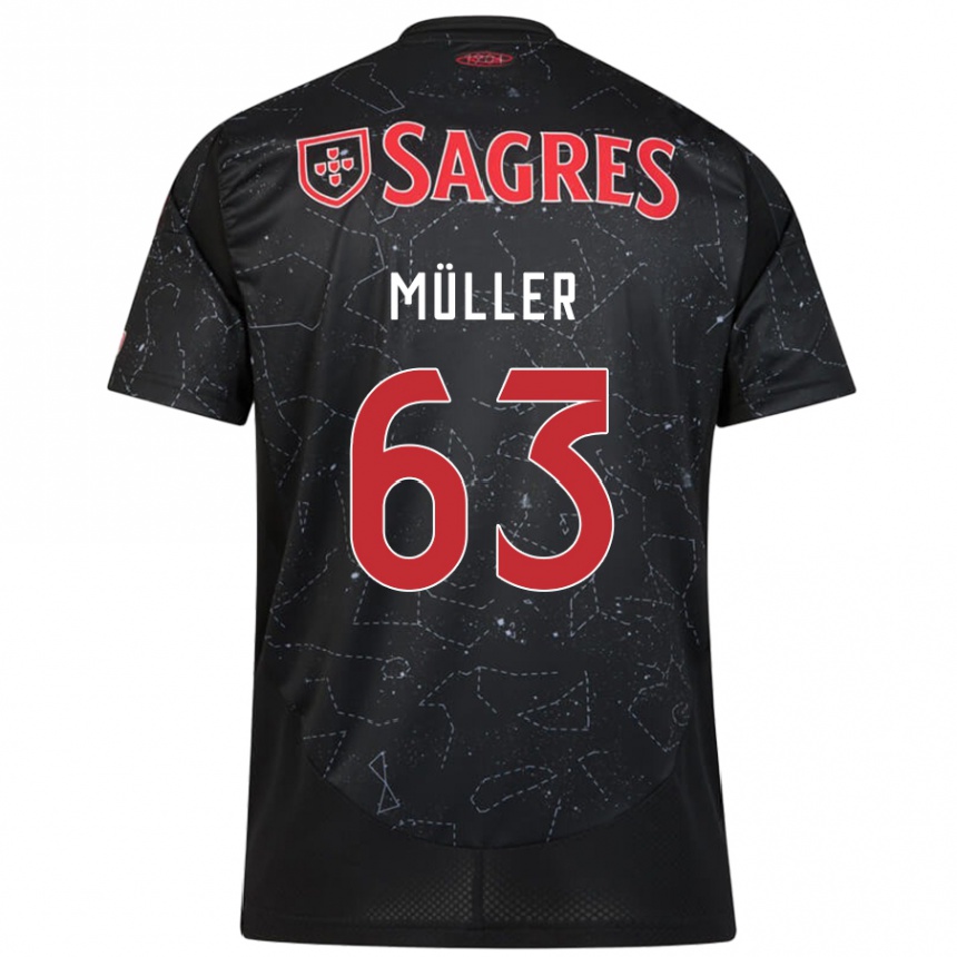 Kids Football José Müller #63 Black Red Away Jersey 2024/25 T-Shirt Australia