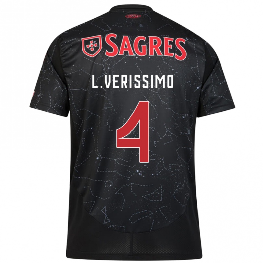 Kids Football Lucas Verissimo #4 Black Red Away Jersey 2024/25 T-Shirt Australia