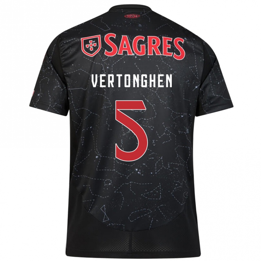 Kids Football Jan Vertonghen #5 Black Red Away Jersey 2024/25 T-Shirt Australia