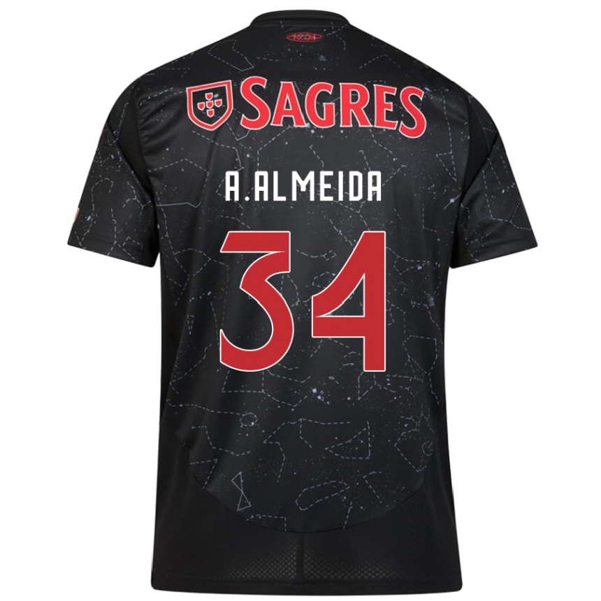 Kids Football Andre Almeida #34 Black Red Away Jersey 2024/25 T-Shirt Australia