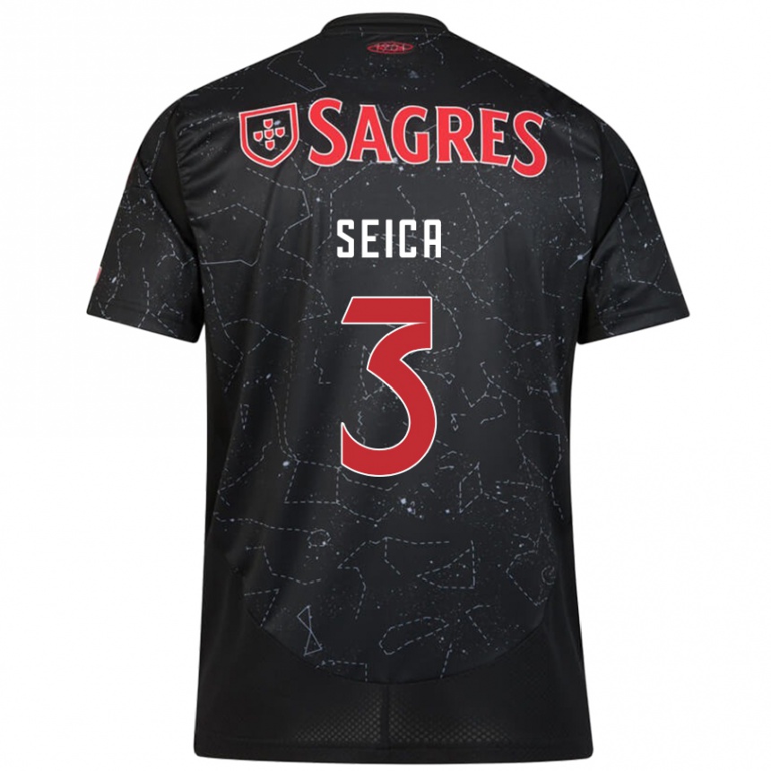 Kids Football Ana Seica #3 Black Red Away Jersey 2024/25 T-Shirt Australia