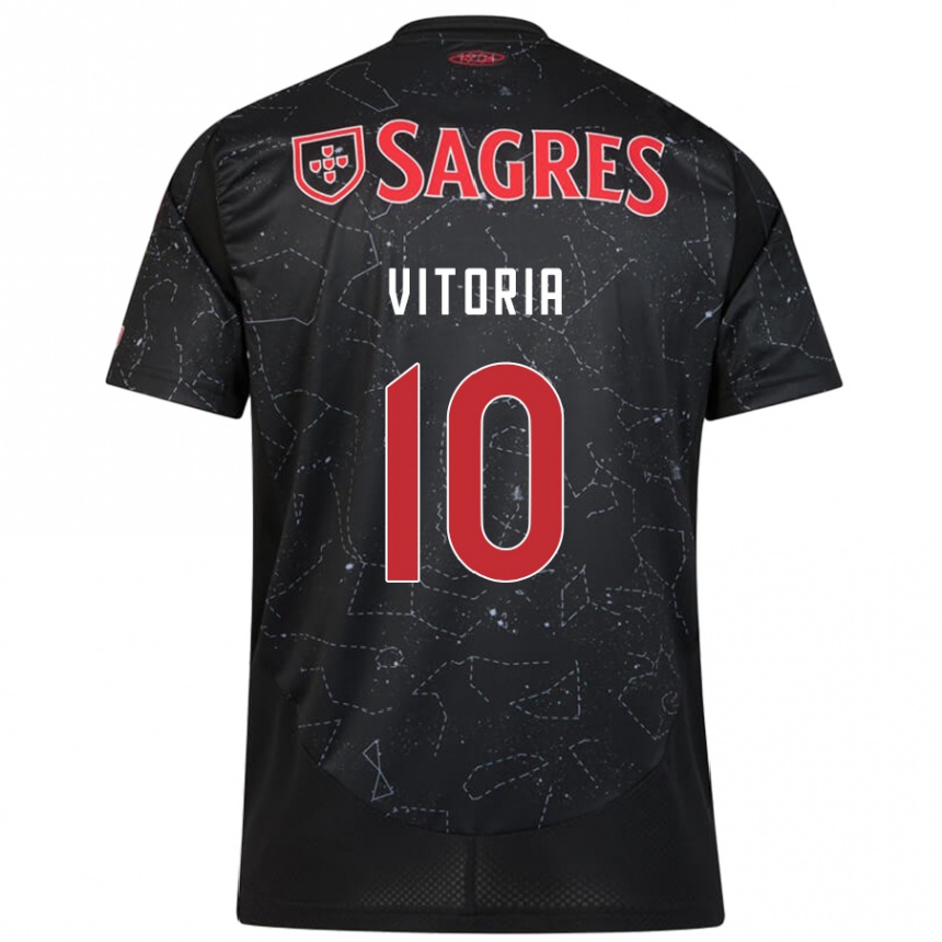 Kids Football Ana Vitoria #10 Black Red Away Jersey 2024/25 T-Shirt Australia