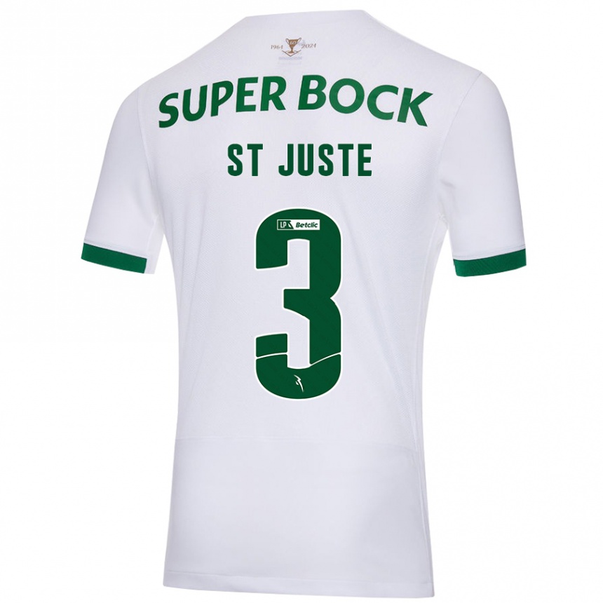 Kids Football Jerry St. Juste #3 White Green Away Jersey 2024/25 T-Shirt Australia