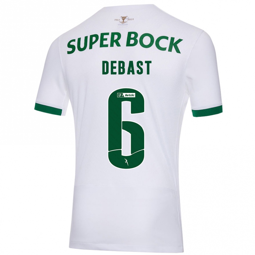 Kids Football Zeno Debast #6 White Green Away Jersey 2024/25 T-Shirt Australia