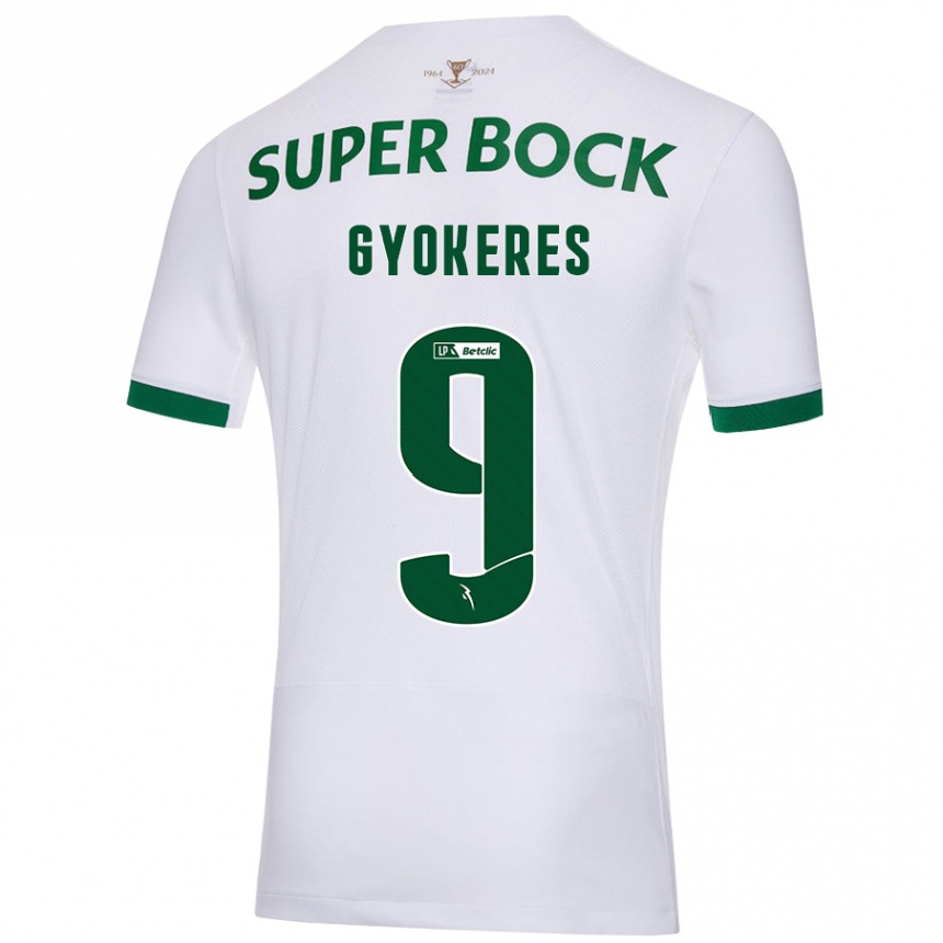 Kids Football Viktor Gyökeres #9 White Green Away Jersey 2024/25 T-Shirt Australia