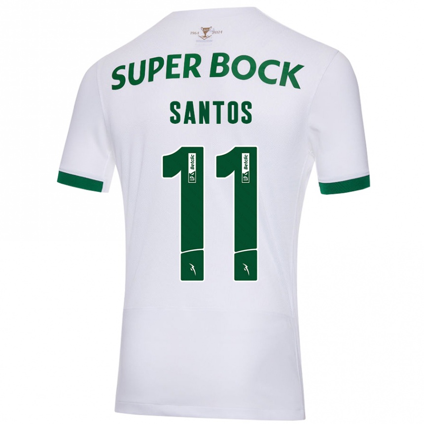 Kids Football Nuno Santos #11 White Green Away Jersey 2024/25 T-Shirt Australia