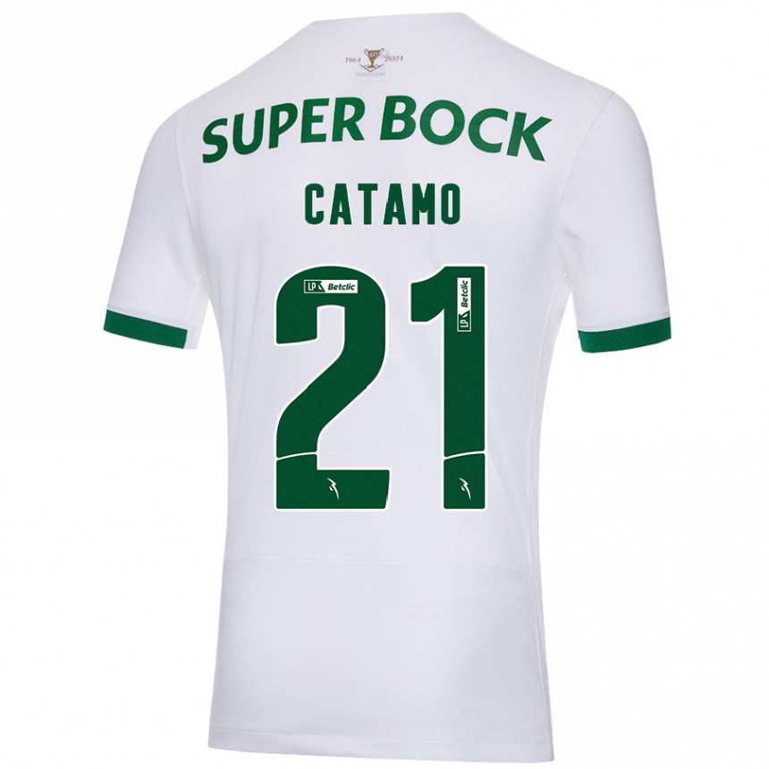 Kids Football Geny Catamo #21 White Green Away Jersey 2024/25 T-Shirt Australia