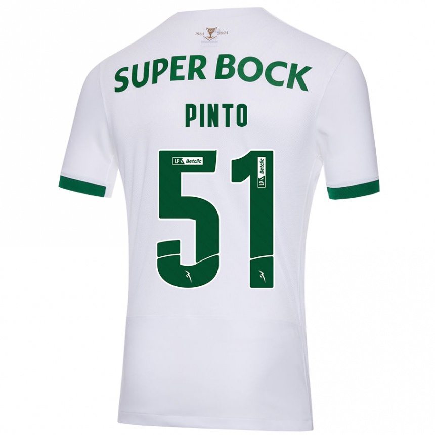 Kids Football Diogo Pinto #51 White Green Away Jersey 2024/25 T-Shirt Australia