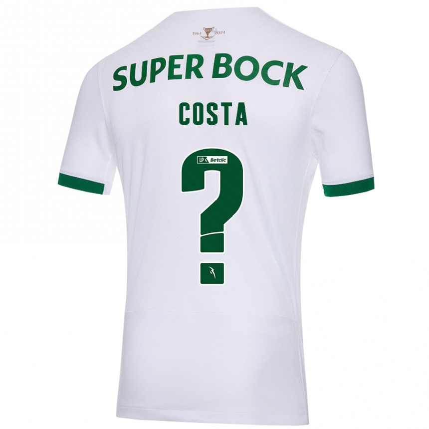 Kids Football Daniel Costa #0 White Green Away Jersey 2024/25 T-Shirt Australia