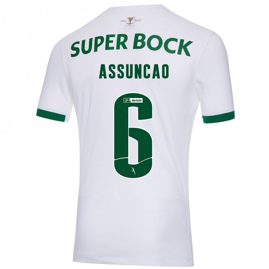 Kids Football João Assunção #6 White Green Away Jersey 2024/25 T-Shirt Australia