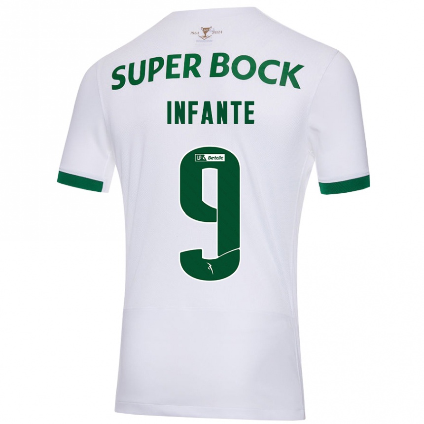 Kids Football João Infante #9 White Green Away Jersey 2024/25 T-Shirt Australia