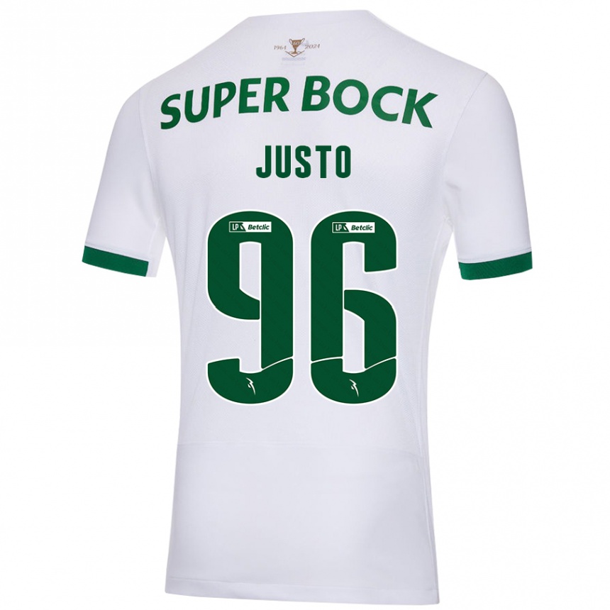 Kids Football Samuel Justo #96 White Green Away Jersey 2024/25 T-Shirt Australia