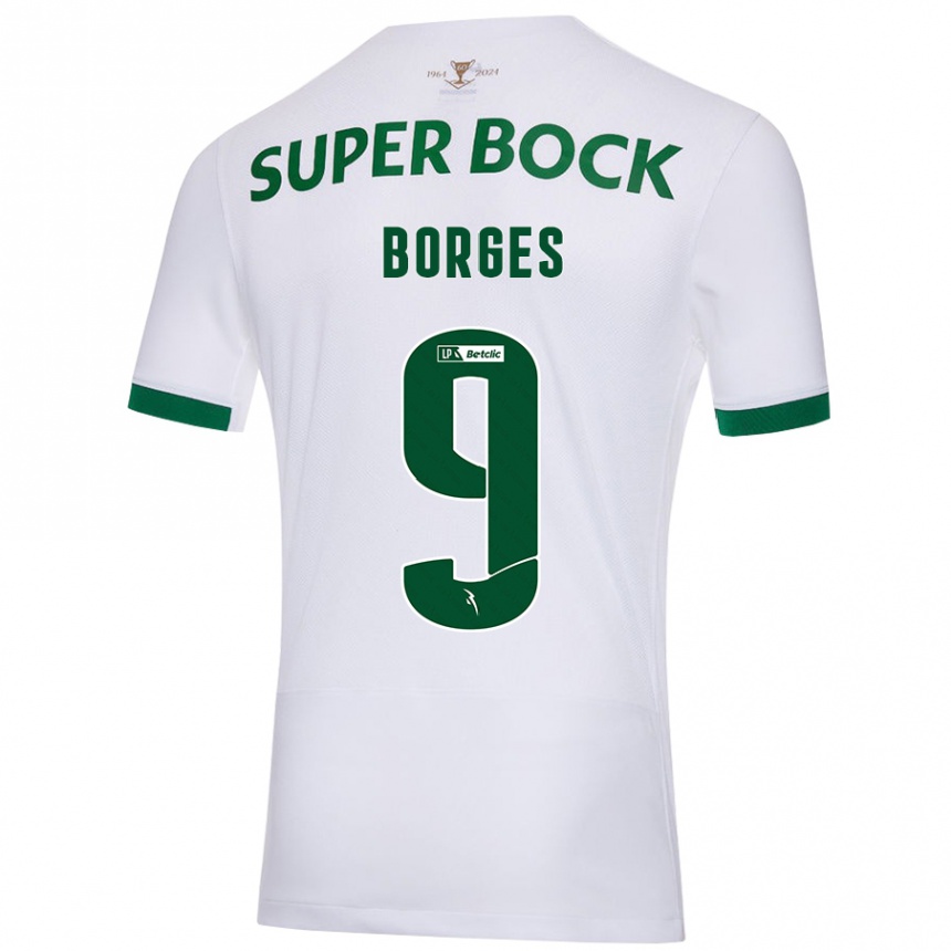 Kids Football Ana Borges #9 White Green Away Jersey 2024/25 T-Shirt Australia