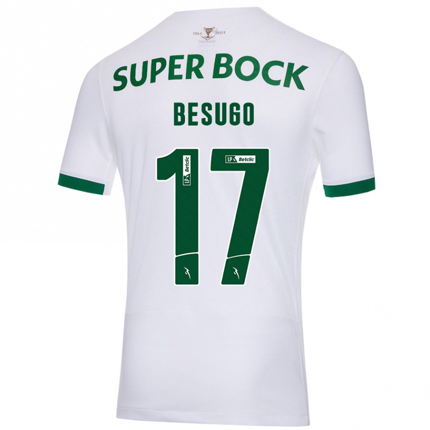 Kids Football Neuza Besugo #17 White Green Away Jersey 2024/25 T-Shirt Australia