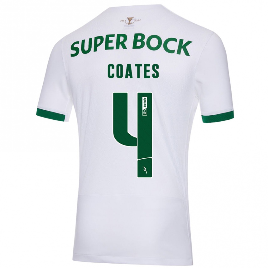 Kids Football Sebastián Coates #4 White Green Away Jersey 2024/25 T-Shirt Australia