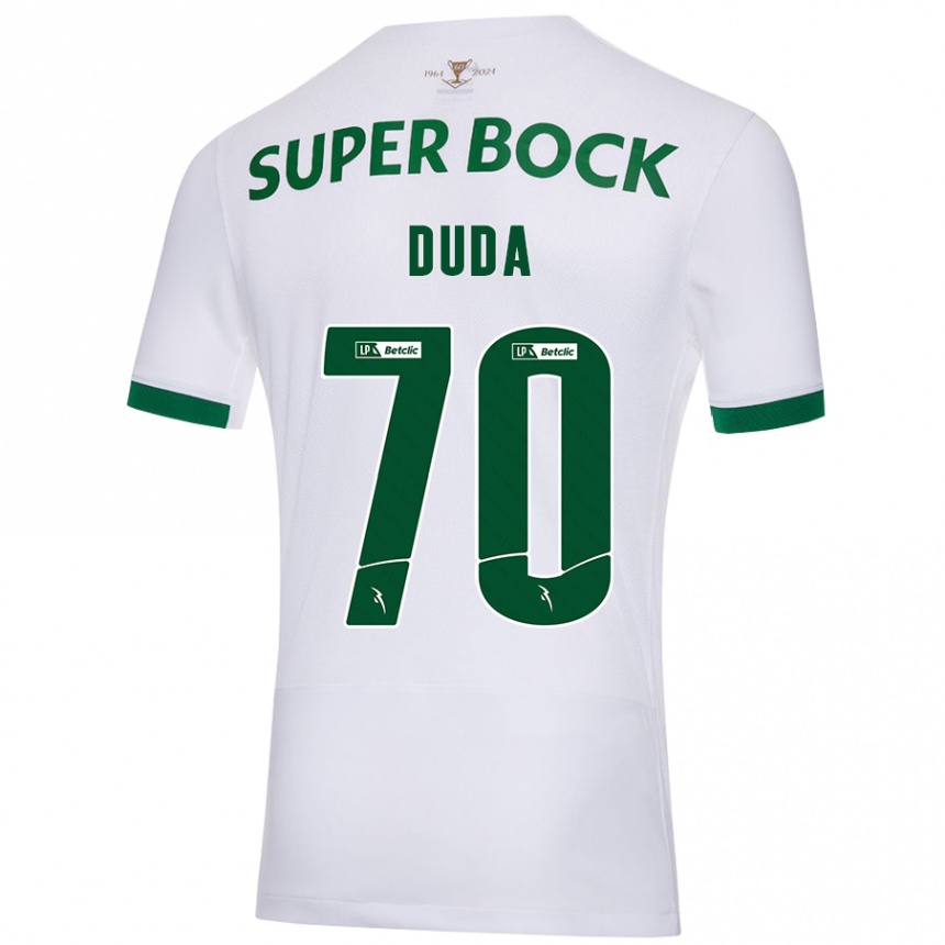 Kids Football Dudá #70 White Green Away Jersey 2024/25 T-Shirt Australia