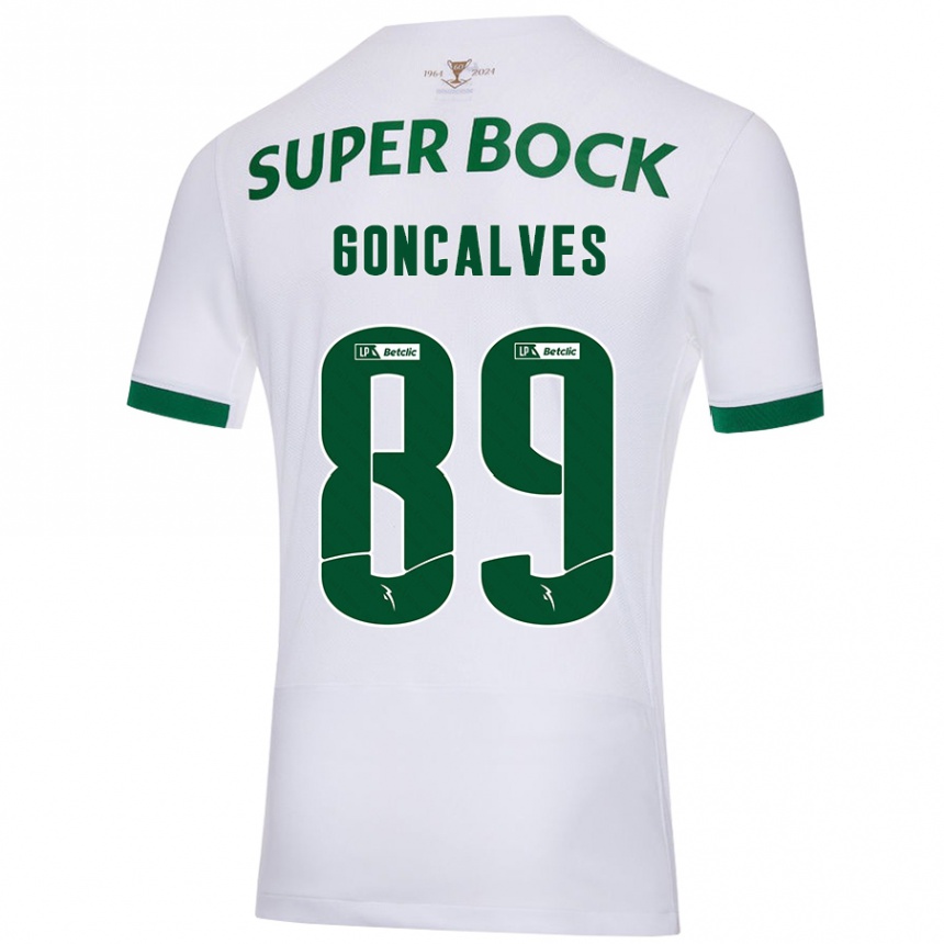 Kids Football André Gonçalves #89 White Green Away Jersey 2024/25 T-Shirt Australia