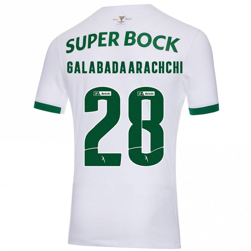 Kids Football Jacinta Galabadaarachchi #28 White Green Away Jersey 2024/25 T-Shirt Australia