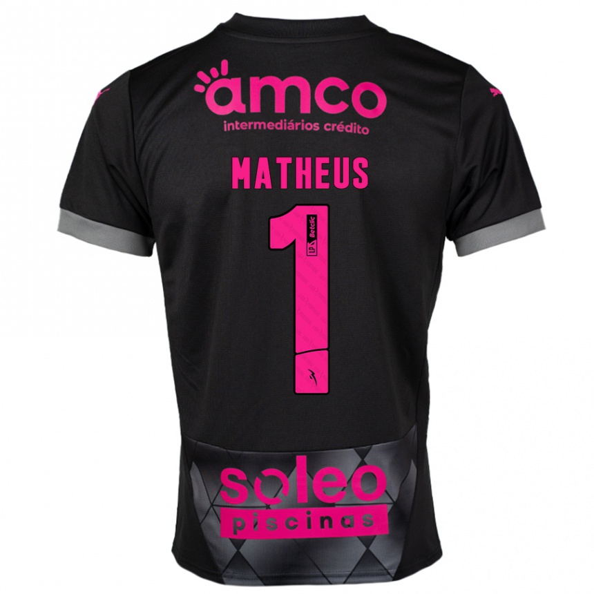 Kids Football Matheus #1 Black Pink Away Jersey 2024/25 T-Shirt Australia