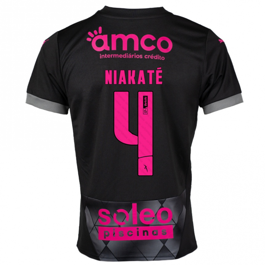 Kids Football Sikou Niakaté #4 Black Pink Away Jersey 2024/25 T-Shirt Australia