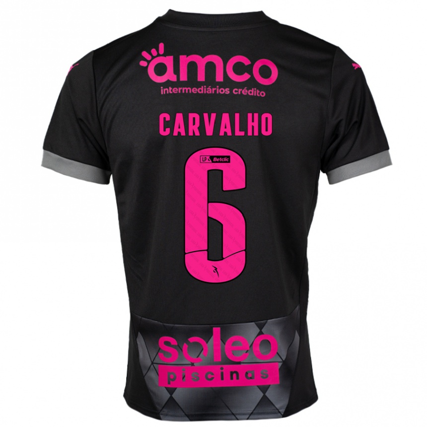 Kids Football Vitor Carvalho #6 Black Pink Away Jersey 2024/25 T-Shirt Australia