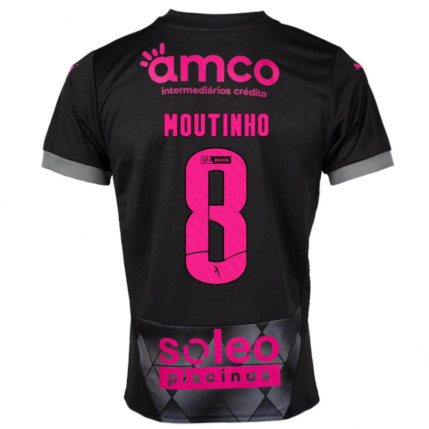 Kids Football João Moutinho #8 Black Pink Away Jersey 2024/25 T-Shirt Australia