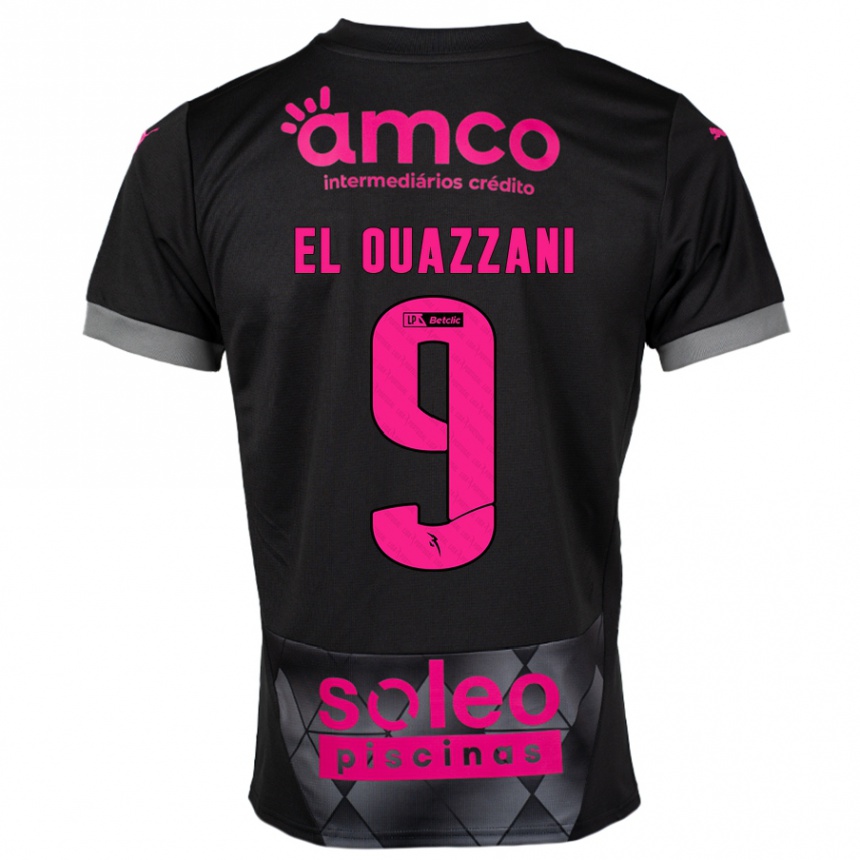 Kids Football Amine El Ouazzani #9 Black Pink Away Jersey 2024/25 T-Shirt Australia