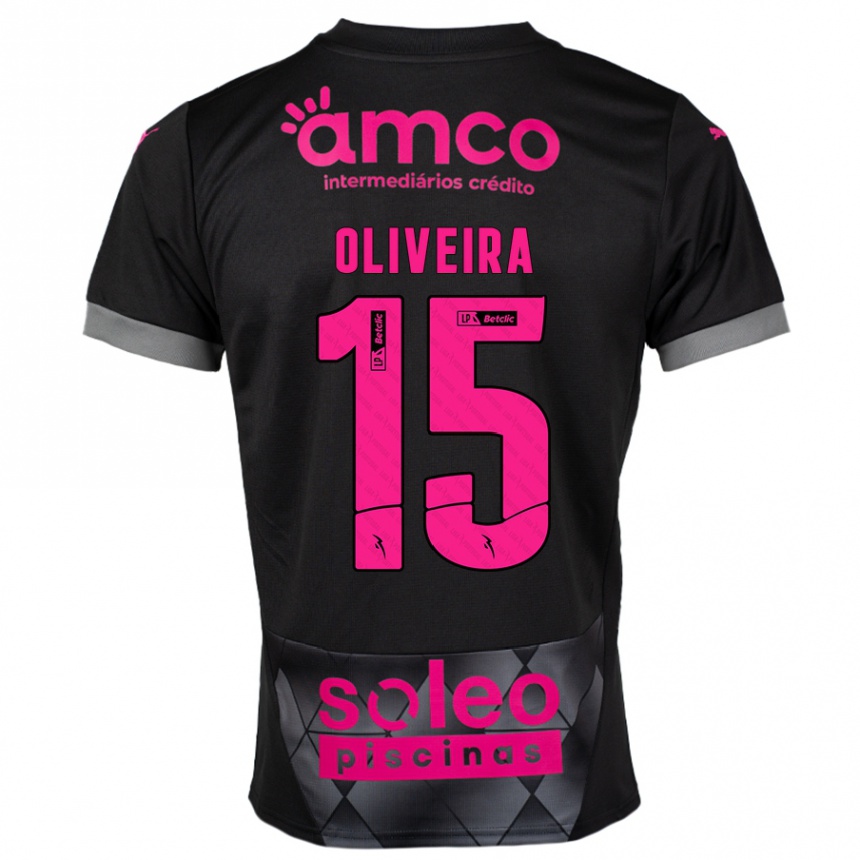 Kids Football Paulo Oliveira #15 Black Pink Away Jersey 2024/25 T-Shirt Australia