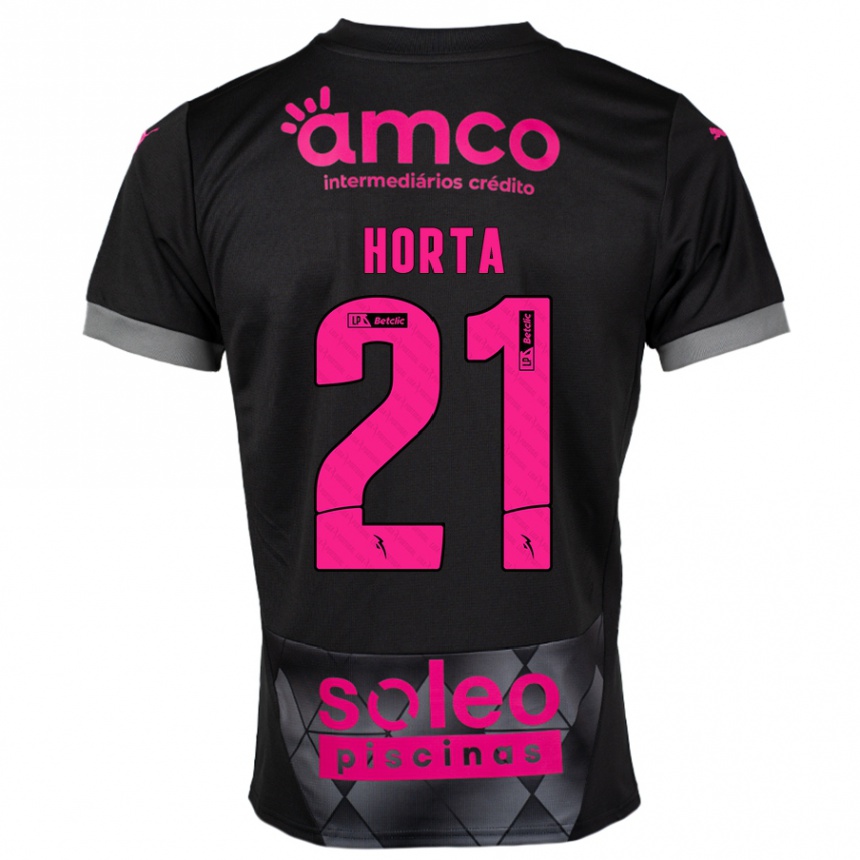 Kids Football Ricardo Horta #21 Black Pink Away Jersey 2024/25 T-Shirt Australia