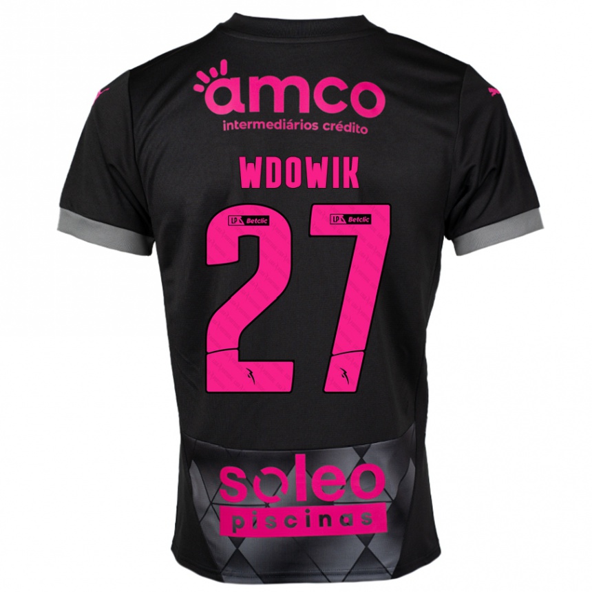 Kids Football Bartlomiej Wdowik #27 Black Pink Away Jersey 2024/25 T-Shirt Australia