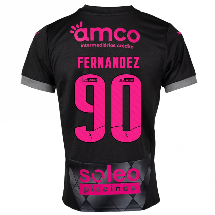 Kids Football Roberto Fernández #90 Black Pink Away Jersey 2024/25 T-Shirt Australia