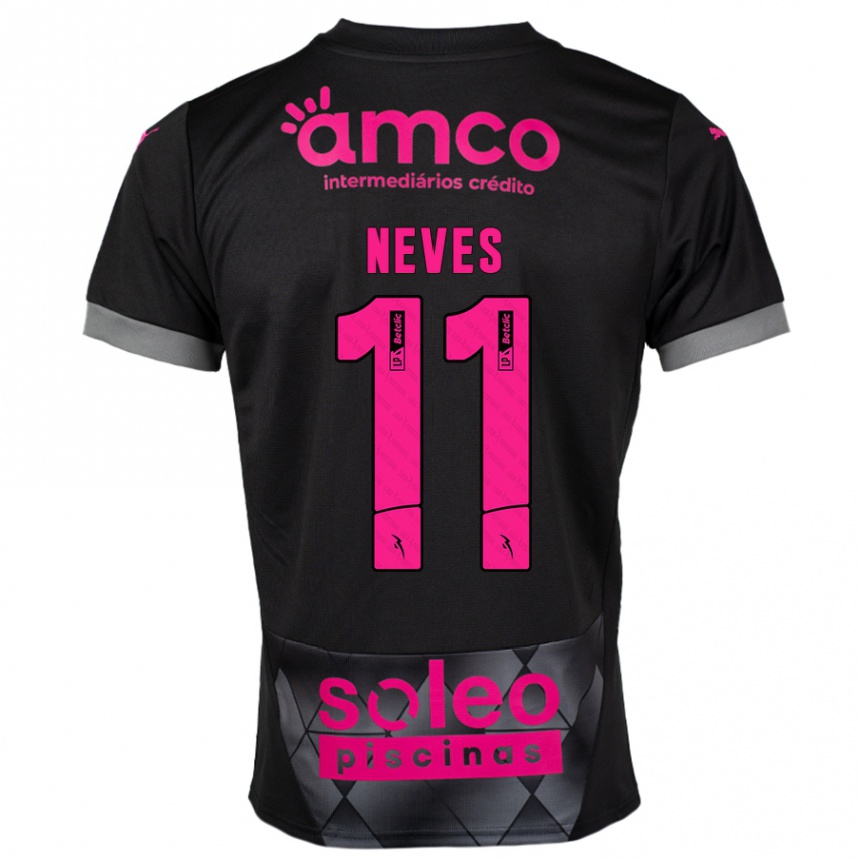 Kids Football Bernardo Neves #11 Black Pink Away Jersey 2024/25 T-Shirt Australia