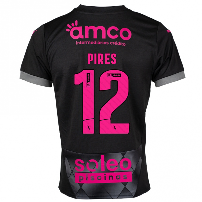 Kids Football Hugo Pires #12 Black Pink Away Jersey 2024/25 T-Shirt Australia