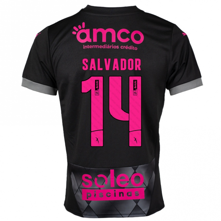 Kids Football João Salvador #14 Black Pink Away Jersey 2024/25 T-Shirt Australia