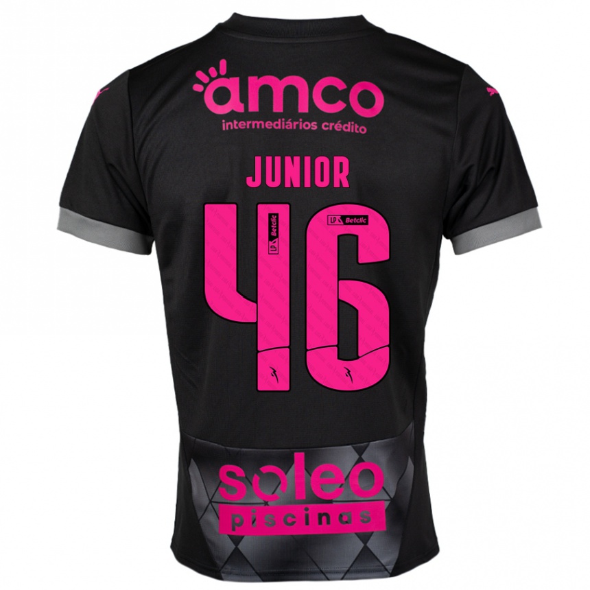 Kids Football Mário Junior #46 Black Pink Away Jersey 2024/25 T-Shirt Australia