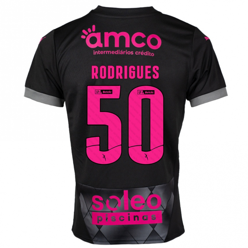 Kids Football Diego Rodrigues #50 Black Pink Away Jersey 2024/25 T-Shirt Australia