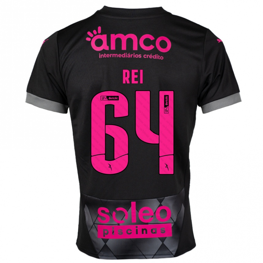 Kids Football Ricardo Rei #64 Black Pink Away Jersey 2024/25 T-Shirt Australia