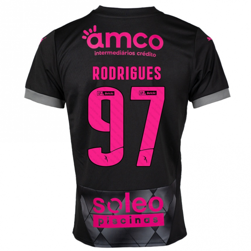 Kids Football Dinis Rodrigues #97 Black Pink Away Jersey 2024/25 T-Shirt Australia