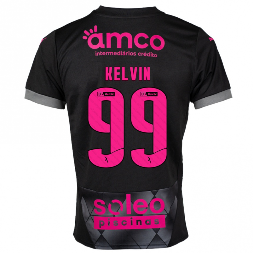 Kids Football Kauan Kelvin #99 Black Pink Away Jersey 2024/25 T-Shirt Australia